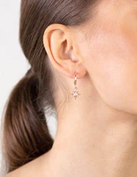 Rose Gold Star Drop Huggie Earrings