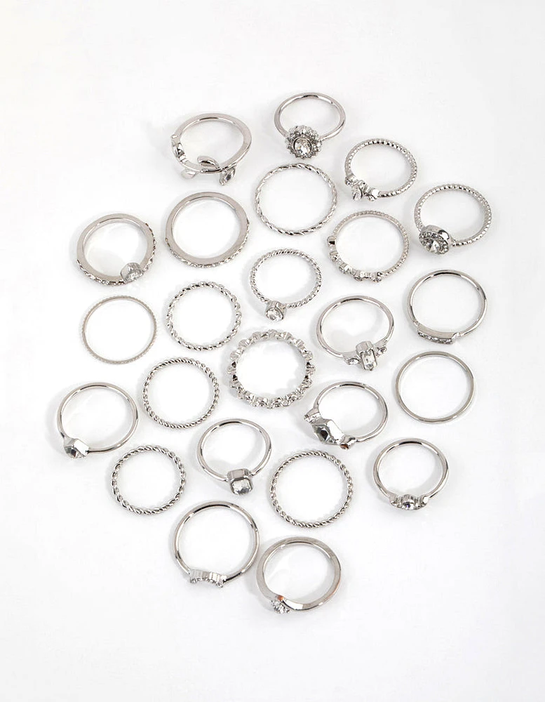 Rhodium Royal Diamante Ring 24-Pack