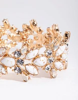 Gold Navette Stone Stretch Bracelet