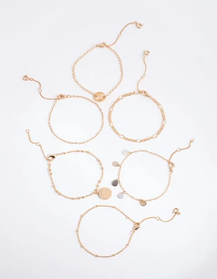 Gold Shell Jingle Bracelet & Anklet 6-Pack Set