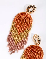 Bronze Beaded Waterfall Drop Earrings