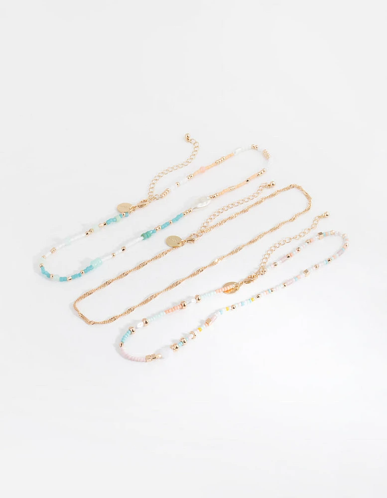 Gold Bead & Pearl Choker Pack