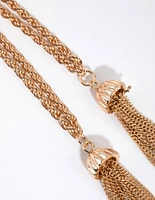 Long Gold Knot & Tassel Necklace