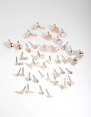 Rose Gold Mismatch Bowtie 20-Pack Earring