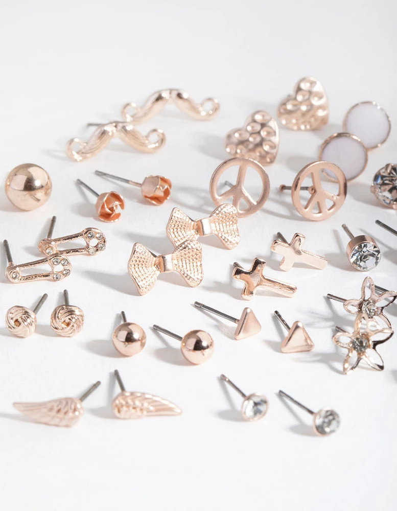 Rose Gold Mismatch Bowtie 20-Pack Earring