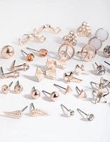 Rose Gold Mismatch Bowtie 20-Pack Earring