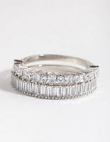 Rhodium Rectangle & Square Stone Pack Rings