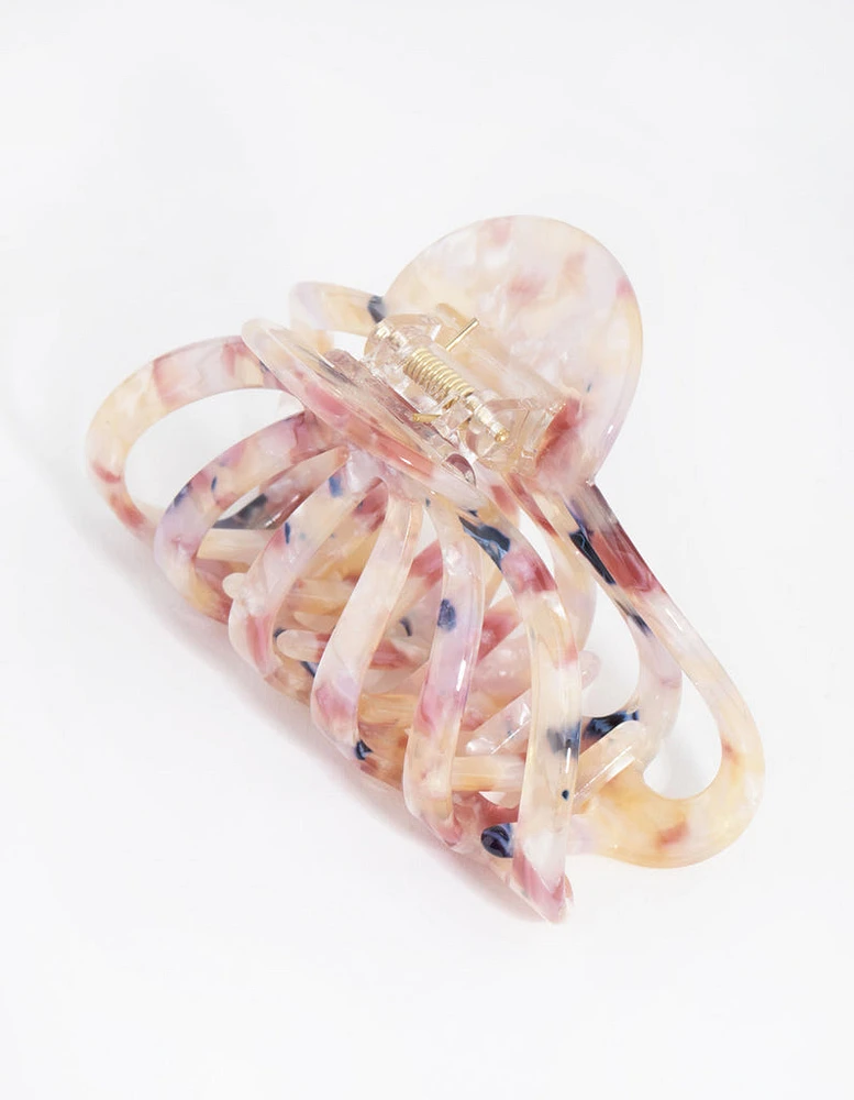 Acetate Pink Marble Wide Clip