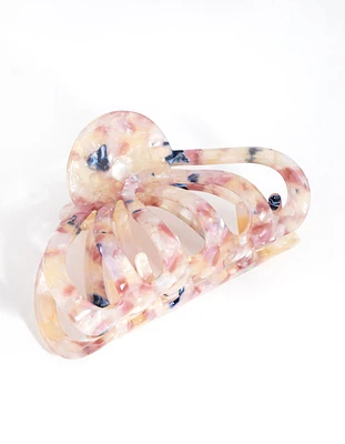 Acetate Pink Marble Wide Clip