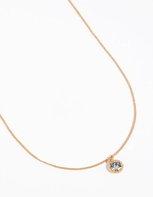 Gold Circular Diamante Pendant Necklace