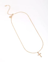Gold Point Cross Pendant Necklace