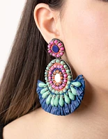 Beaded Paper Tassel Circle Drop Earrings