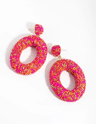 Beaded Chunky Donut Drop Earrings