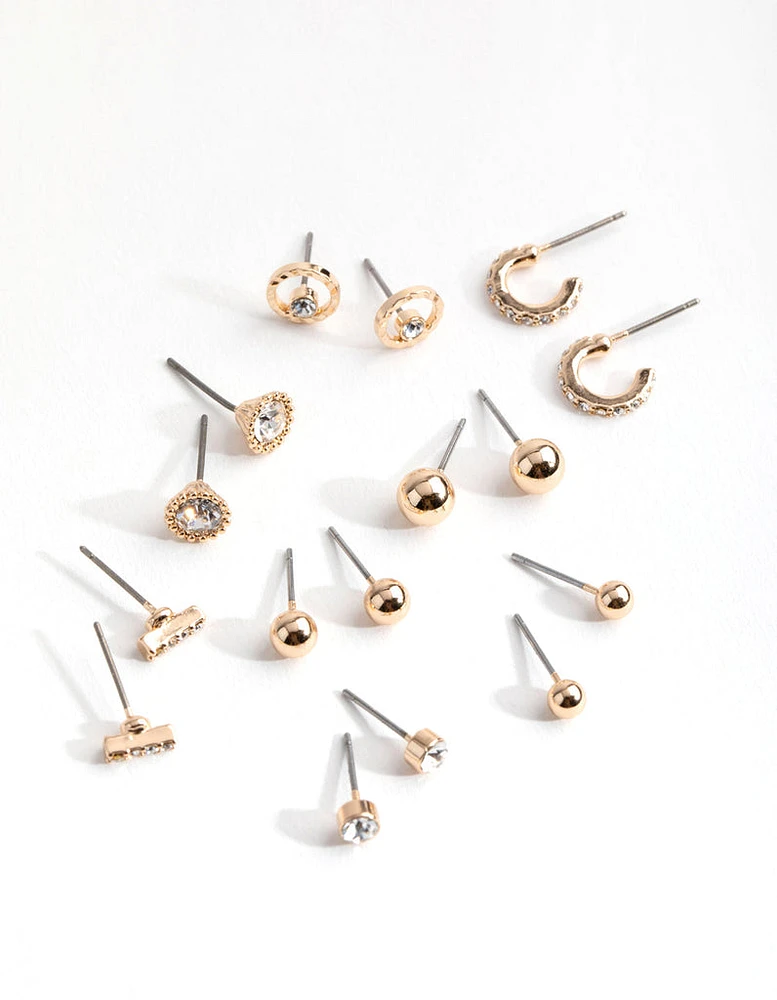 Gold Mini Hoop & Stud 8-Pack Earring