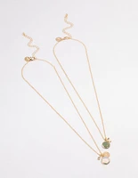 Gold & Green Semi-Precious Jingle Necklace Pack