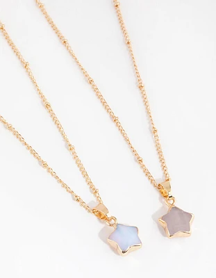 Gold Semi-Precious Star Necklace Pack