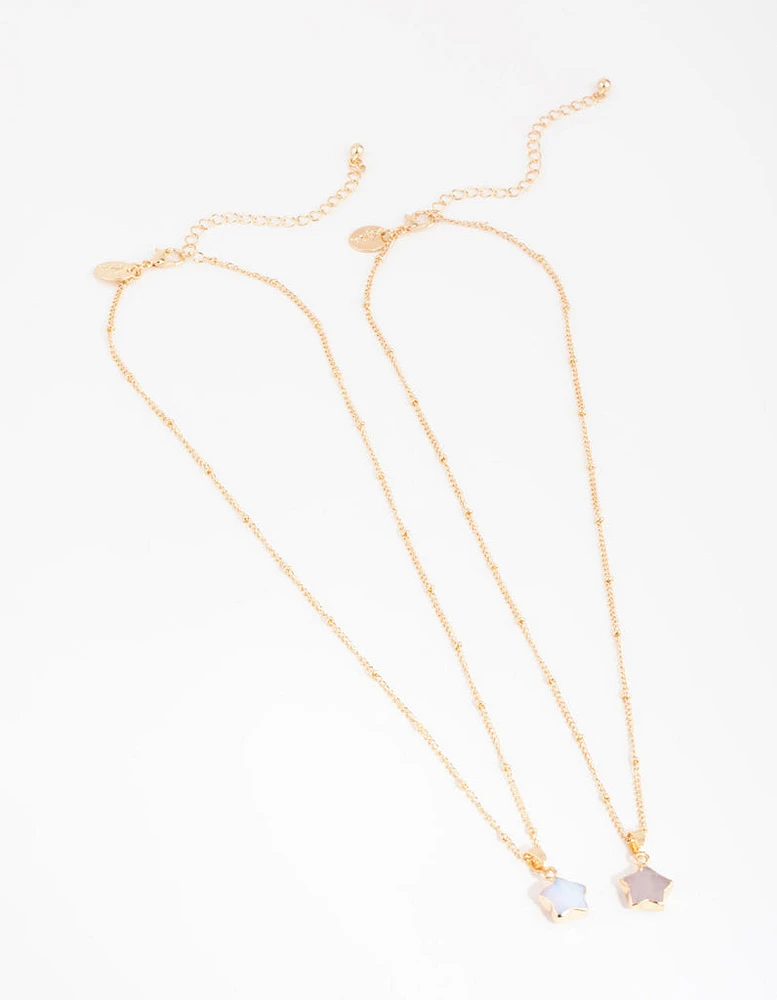 Gold Semi-Precious Star Necklace Pack