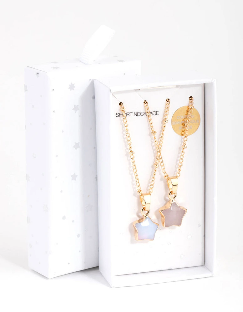 Gold Semi-Precious Star Necklace Pack