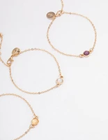 Gold Stone Bracelet & Anklet Set