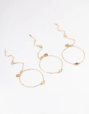 Gold Stone Bracelet & Anklet Set