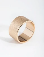 Gold Textured Wide Band Ring