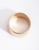 Gold Textured Wide Band Ring