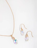 Gold Teardrop Necklace & Earrings Set