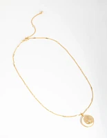 18ct Gold Plated Cubic Zirconia & Shell Moon Necklace