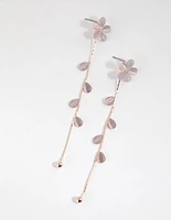 Rose Gold Flower Vine Drop Earrings