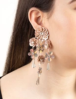 Blush Flower Sequin Drop Earrings