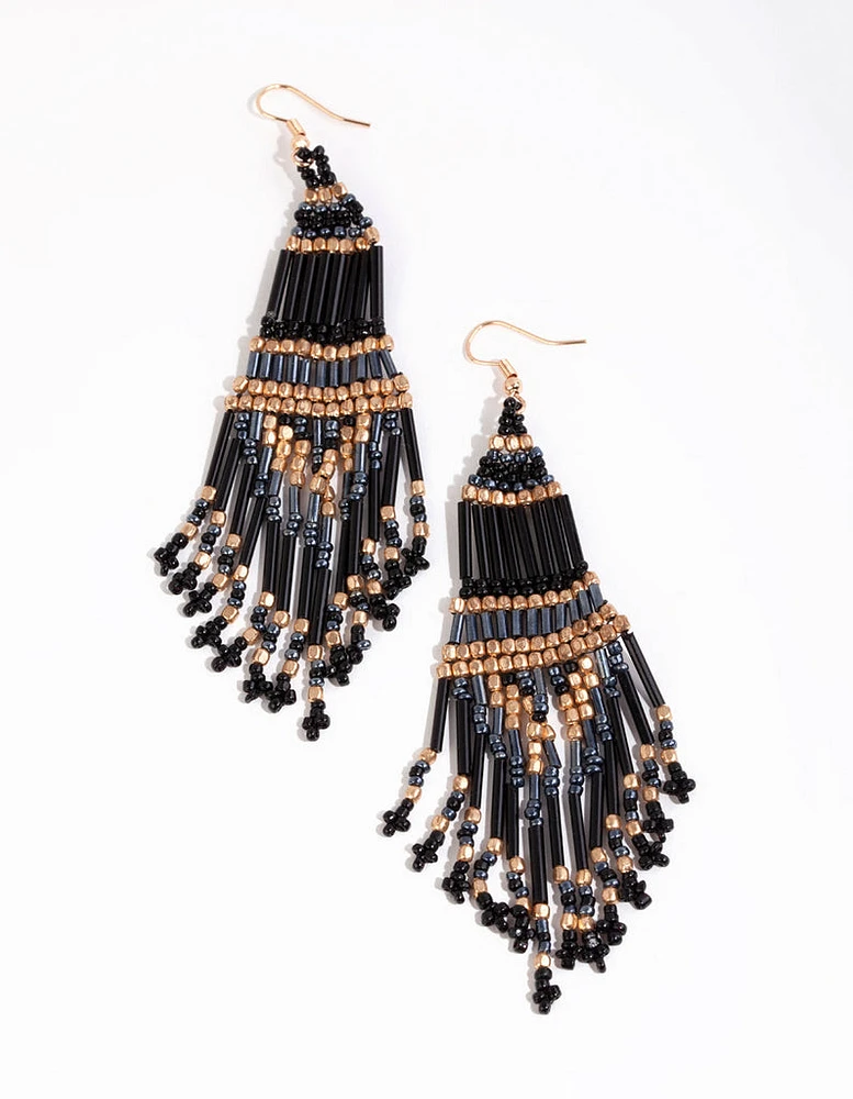 Beaded Tassel Drop Earrings