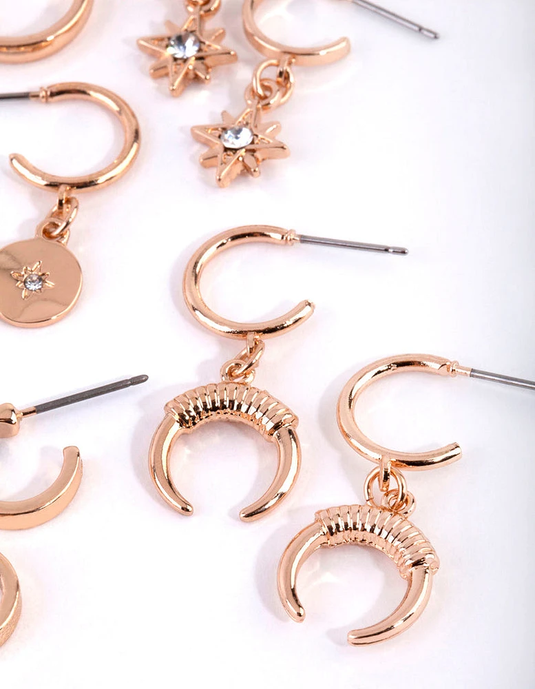 Gold Star & Moon Hoop Earring Pack