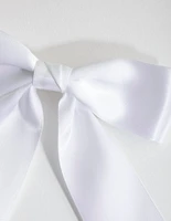 White Ribbon Bow Clip