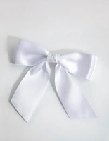 White Ribbon Bow Clip
