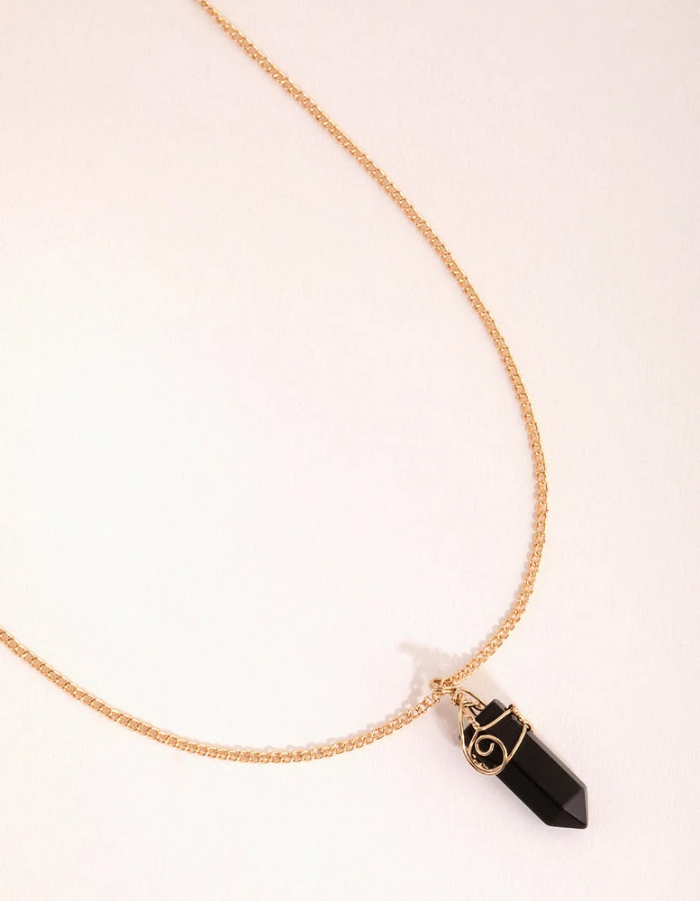 Gold Curled Wrap Shard Necklace