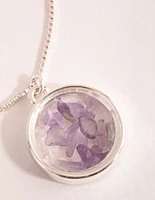 Silver Amethyst Shaker Necklace