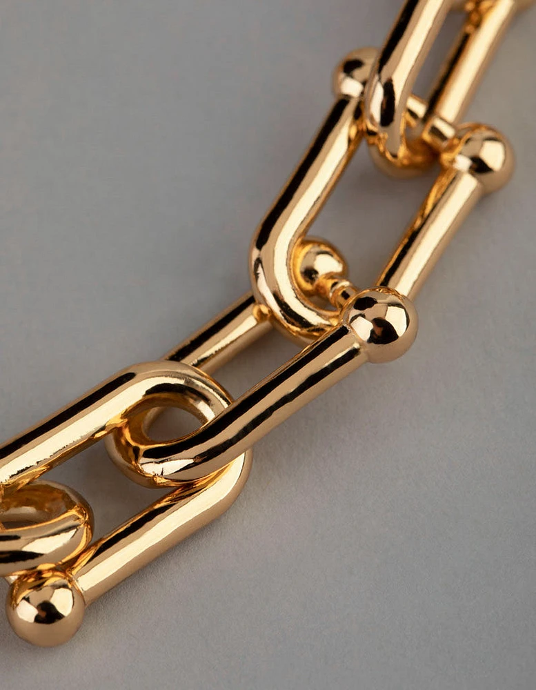 18ct Gold Plated Brass Industrial Link Necklace