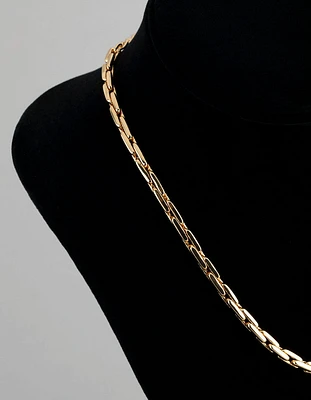 18ct Gold Plated Brass Rectangle Link Chain Necklace