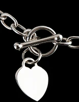 Sterling Silver Heart T&O Oval Chain Necklace