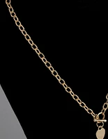 Gold Plated Sterling Silver Heart T&O Oval Chain Necklace
