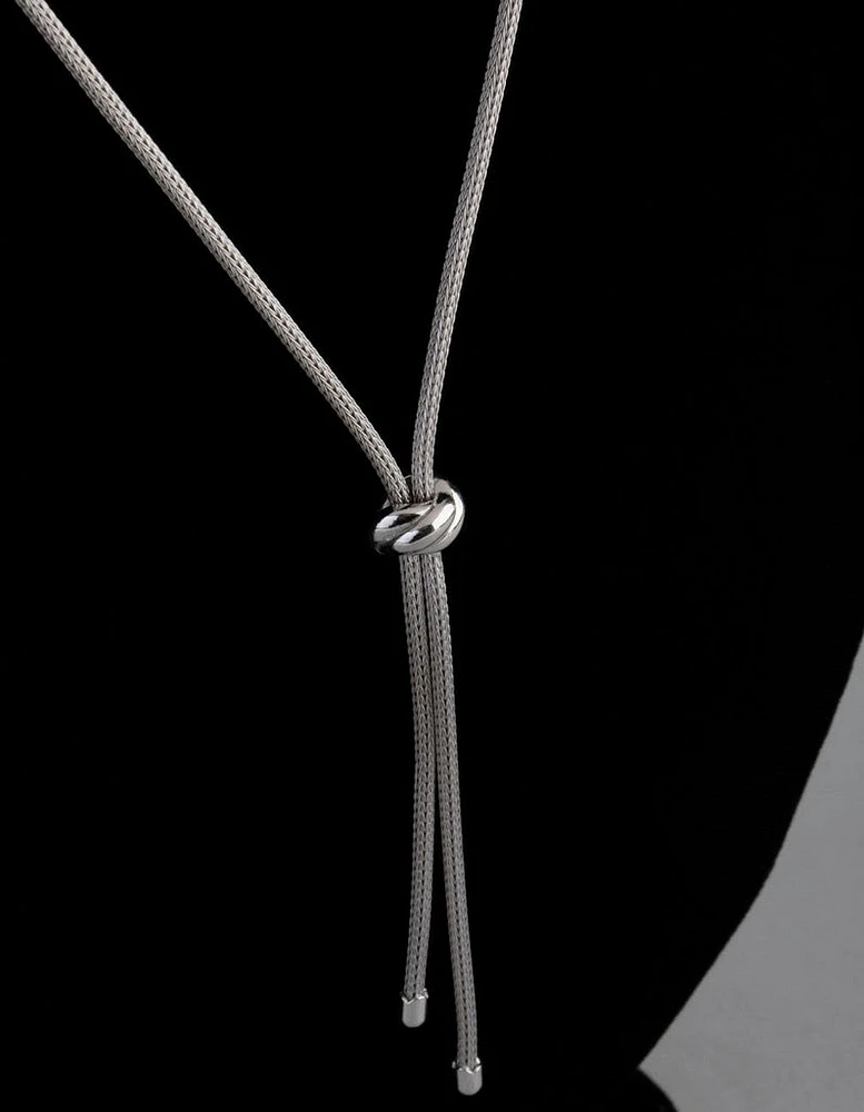 Sterling Silver Mesh Lariat Necklace