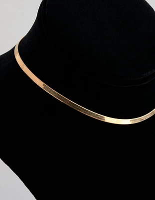 Gold Plated Sterling Silver Flat Snake Chain Necklace