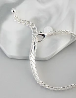 Silver Plated Brass Flat Curb Chain Bracelet