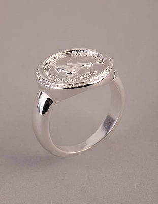 Silver Plated Brass Coin Ring