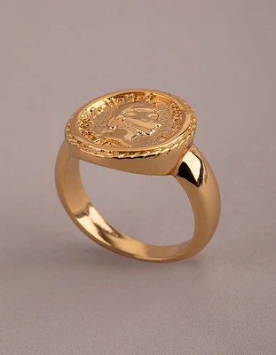 18ct Gold Plated Brass Coin Ring
