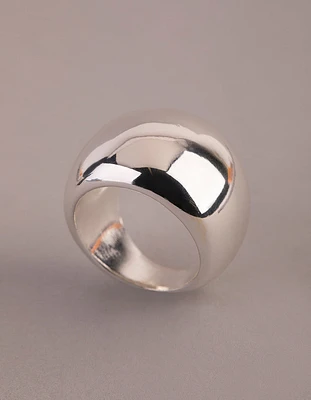 Silver Plated Brass Statement Rounded Ring