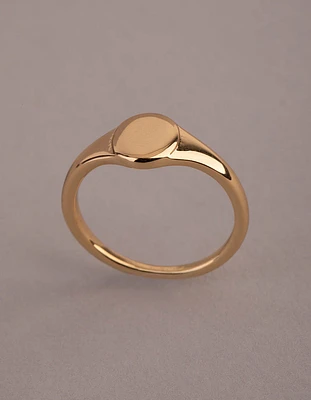 18ct Gold Plated Brass Oval Signet Pinky Ring