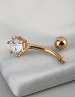 9ct Gold 6mm Cubic Zirconia Belly Ring