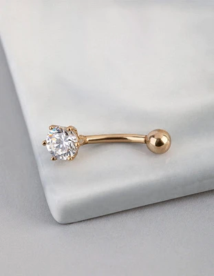 9ct Gold 6mm Cubic Zirconia Belly Ring