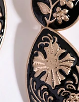 Gold Floral Enamel Drop Earrings